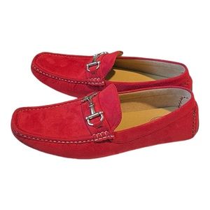 Amali Driving Moccasins Mens 11 Red Suede Loafers Slip On Shoes Preppy
